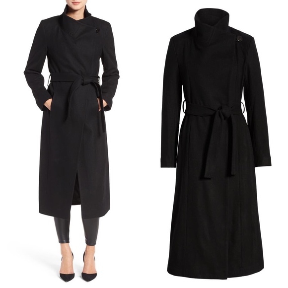 Kenneth cole black fencer melton wool blend wrap coat NO OFFERS - Picture 3 of 10